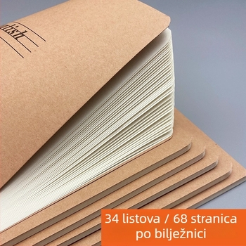 Radna bilježnica s odvojivim listovima; korica od papira; sadržaj od sirove drvene pulpe; 50–100 stranica.