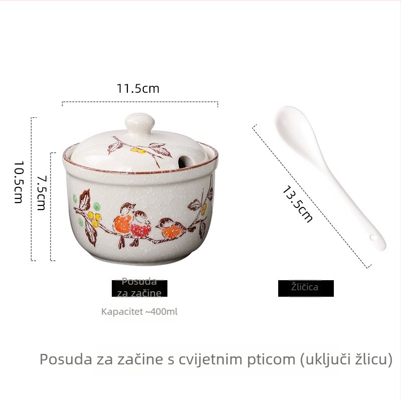 Keramički set posuda za začine s poklopcem, čvrsti začini, podrijetlo Čaozhou, kvaliteta prve klase, novi kineski stil