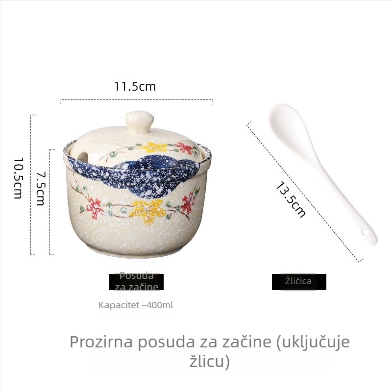 Keramički set posuda za začine s poklopcem, čvrsti začini, podrijetlo Čaozhou, kvaliteta prve klase, novi kineski stil