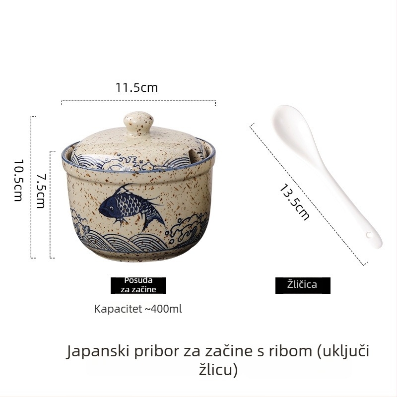 Keramički set posuda za začine s poklopcem, čvrsti začini, podrijetlo Čaozhou, kvaliteta prve klase, novi kineski stil