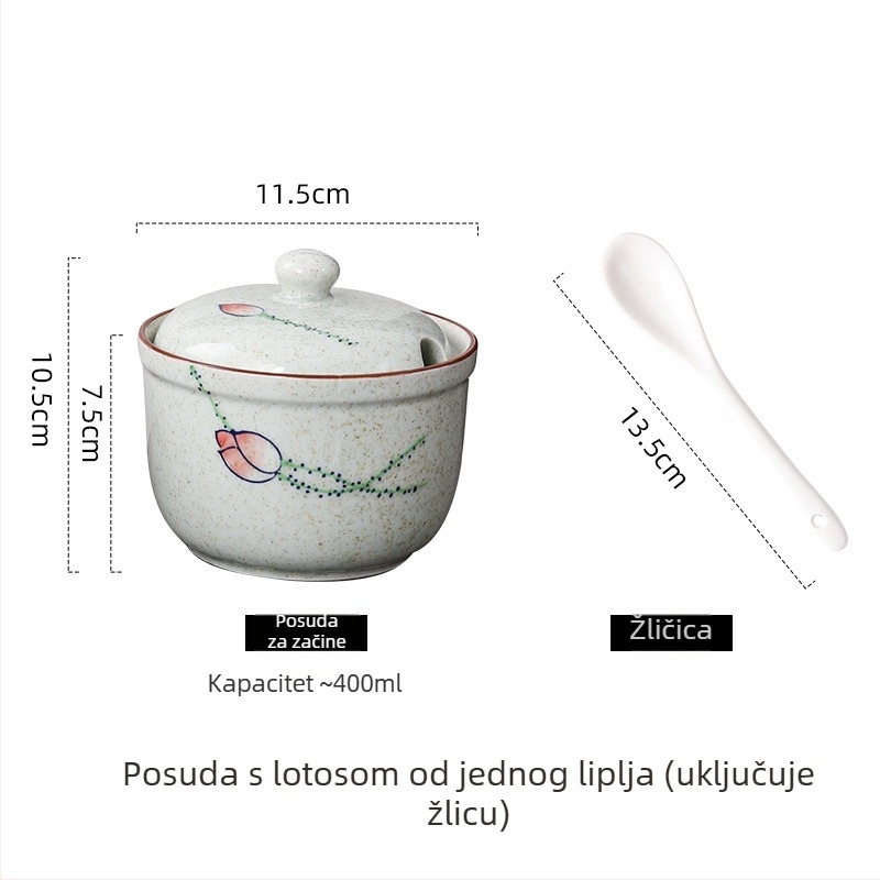 Keramički set posuda za začine s poklopcem, čvrsti začini, podrijetlo Čaozhou, kvaliteta prve klase, novi kineski stil