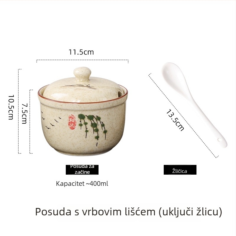 Keramički set posuda za začine s poklopcem, čvrsti začini, podrijetlo Čaozhou, kvaliteta prve klase, novi kineski stil