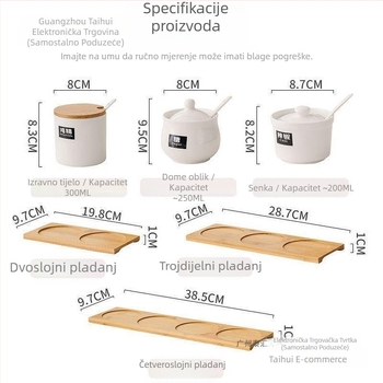 Keramički set posuda za začine za čvrste začine, s ispisanim logom, moderan minimalistički dizajn, premium kvaliteta