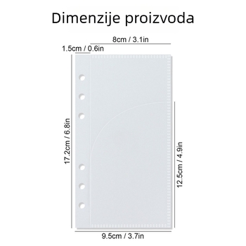 Aksesoar za rokovnik s 6 rupa – odvojivi refil planer, PP stranice, 5 listova, prilagodljivo, Nordic brend