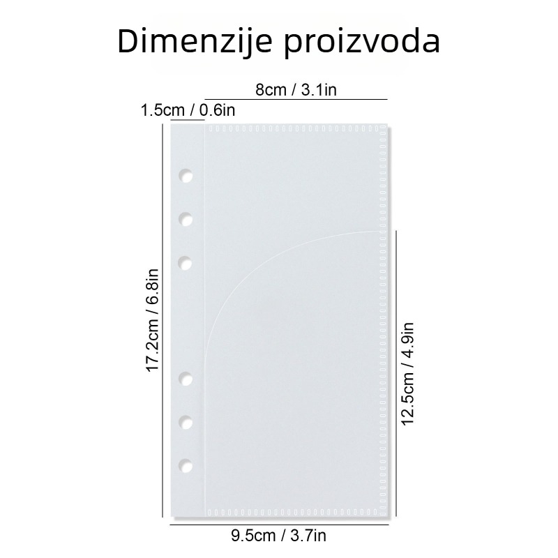 Aksesoar za rokovnik s 6 rupa – odvojivi refil planer, PP stranice, 5 listova, prilagodljivo, Nordic brend
