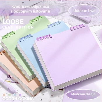 Notes s kvadratnom mrežom i vezom s uklonjivim listovima, gornje preklop, poslovni stil, PP omot, Dowling papir 70 g, 100–200 stranica