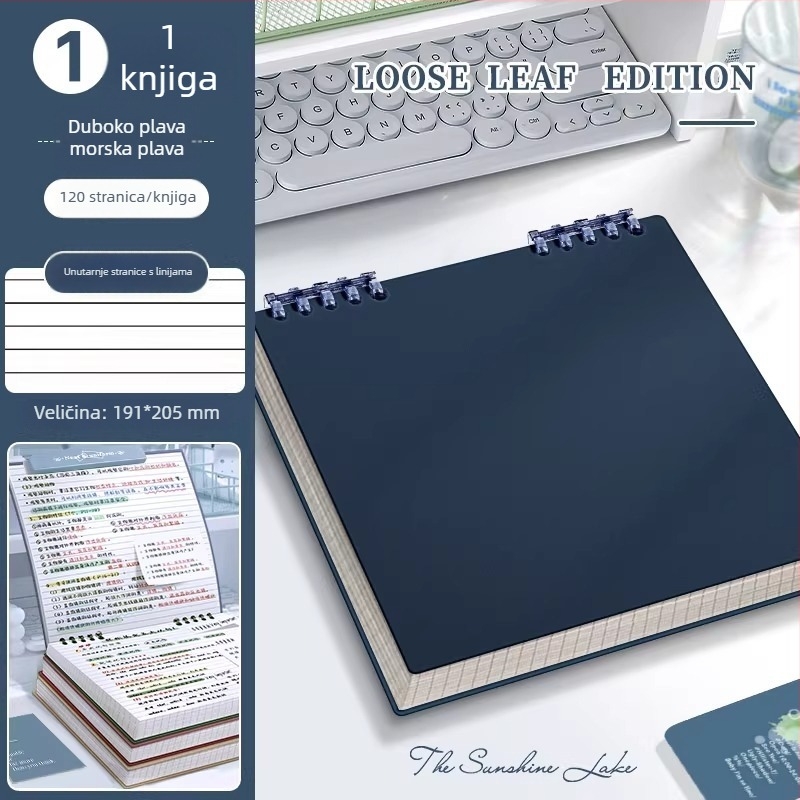 Notes s kvadratnom mrežom i vezom s uklonjivim listovima, gornje preklop, poslovni stil, PP omot, Dowling papir 70 g, 100–200 stranica