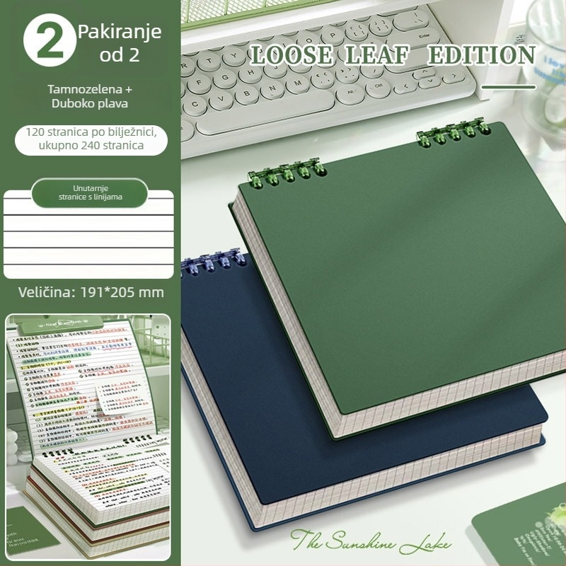 Notes s kvadratnom mrežom i vezom s uklonjivim listovima, gornje preklop, poslovni stil, PP omot, Dowling papir 70 g, 100–200 stranica