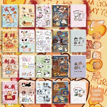 Kapesna bilježnica s slatkim crtani dizajnom, koža‑imitacija korica, bezžično vezanje, Dowling papir 70 gsm, japanski/korejski slatki stil