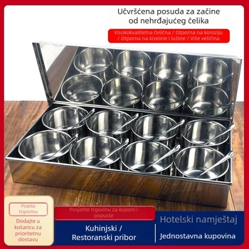 Set okruglih posuda za začine od nehrđajućeg čelika s poklopcima – za kuhinju i kućnu uporabu