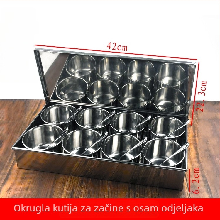 Set okruglih posuda za začine od nehrđajućeg čelika s poklopcima – za kuhinju i kućnu uporabu