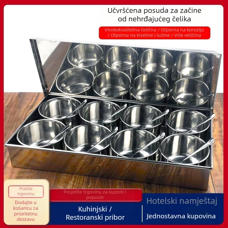 Set okruglih posuda za začine od nehrđajućeg čelika s poklopcima – za kuhinju i kućnu uporabu