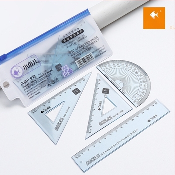 Small Fish 1013/1012 Prozirni set ravnala – četiri komada, plastično mjerni i crtajući ravnala za učenike