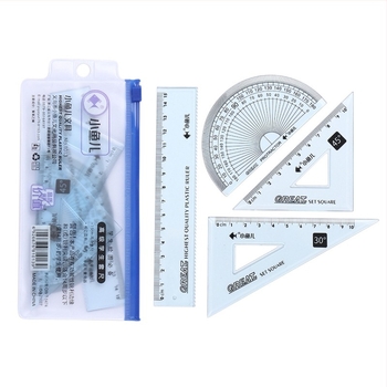 Small Fish 1013/1012 Prozirni set ravnala – četiri komada, plastično mjerni i crtajući ravnala za učenike