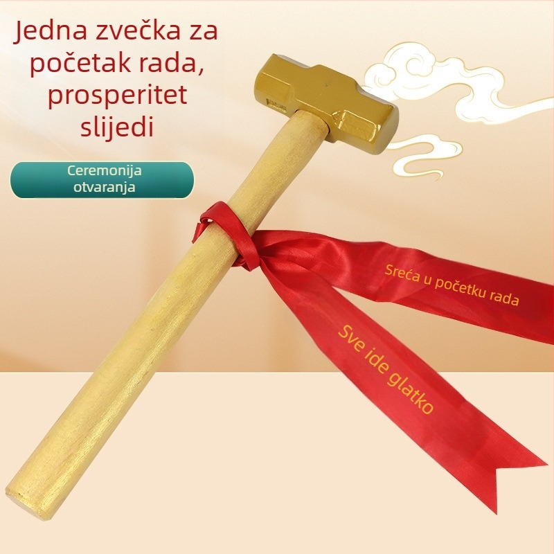 Kladivo za gradnju s okruglom glavom, čelična drška, za sretan početak ceremonije, osmerokutni dizajn