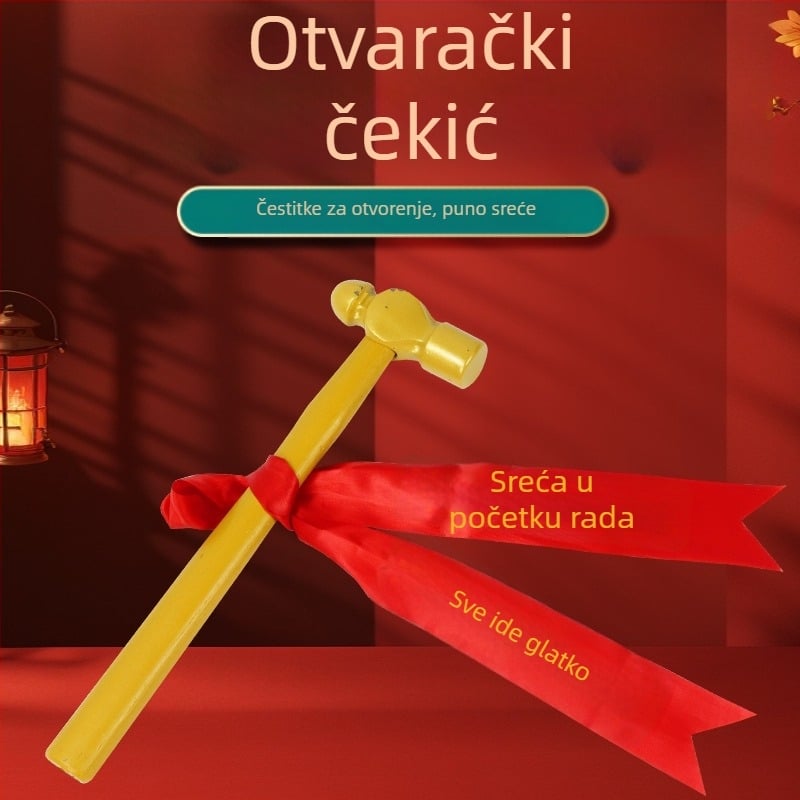 Kladivo za gradnju s okruglom glavom, čelična drška, za sretan početak ceremonije, osmerokutni dizajn