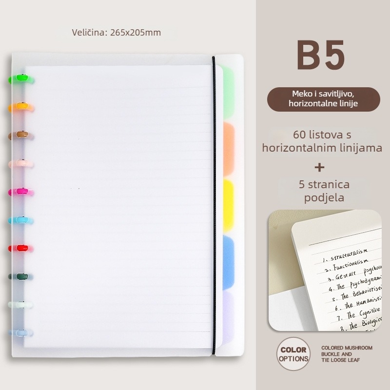 SENMU MGKA6080 Bilježnica s mushroom-button vezivanjem, 80 listova, dvostrani offset papir