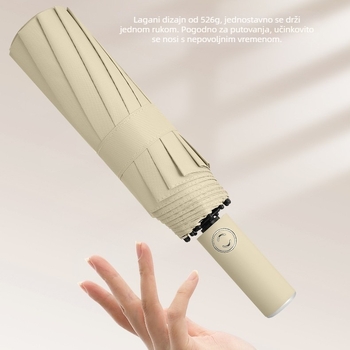 Rain Grace potpuno automatski kišobran, trojedni, 12 šipki, čelični okvir, UV zaštita UPF 50+