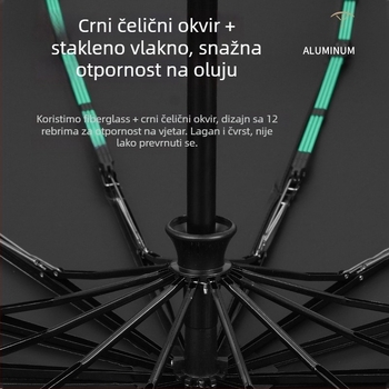 Rain Grace potpuno automatski kišobran, trojedni, 12 šipki, čelični okvir, UV zaštita UPF 50+