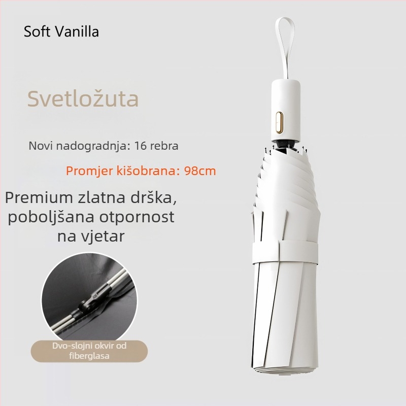 Rain Grace potpuno automatski kišobran, trojedni, 12 šipki, čelični okvir, UV zaštita UPF 50+