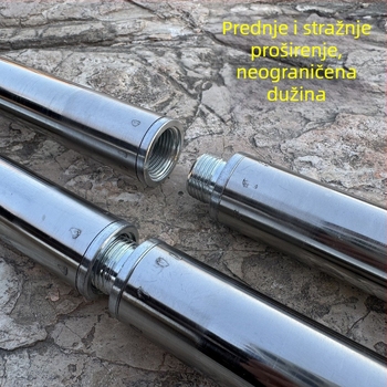 Metalan štap za veliku mrežu s twistom, za branje voća s visine; materijal: metal; težina 225–313 g ovisno o konfiguraciji; dijelovi se mogu slobodno kombinirati; nije skalabilno