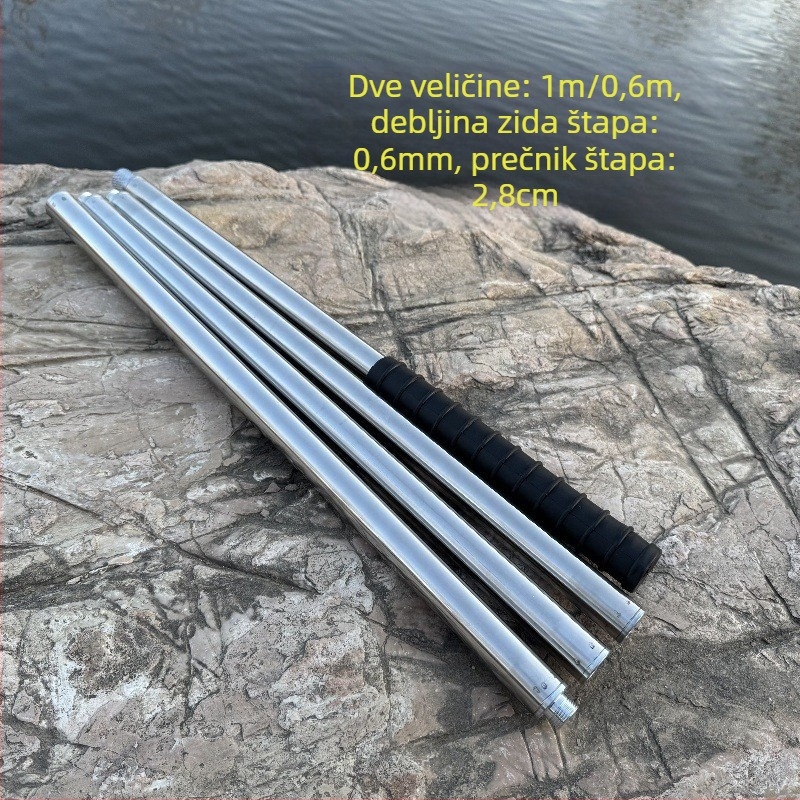 Metalan štap za veliku mrežu s twistom, za branje voća s visine; materijal: metal; težina 225–313 g ovisno o konfiguraciji; dijelovi se mogu slobodno kombinirati; nije skalabilno