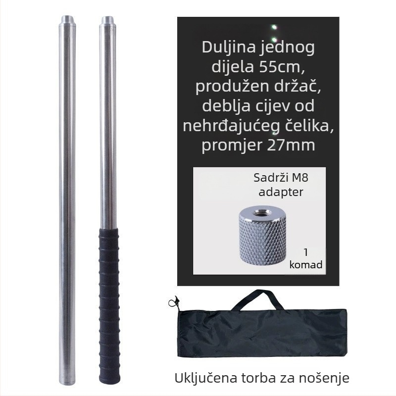 Metalan štap za veliku mrežu s twistom, za branje voća s visine; materijal: metal; težina 225–313 g ovisno o konfiguraciji; dijelovi se mogu slobodno kombinirati; nije skalabilno