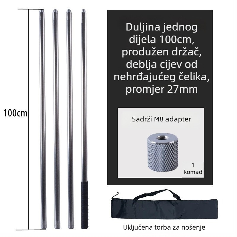 Metalan štap za veliku mrežu s twistom, za branje voća s visine; materijal: metal; težina 225–313 g ovisno o konfiguraciji; dijelovi se mogu slobodno kombinirati; nije skalabilno