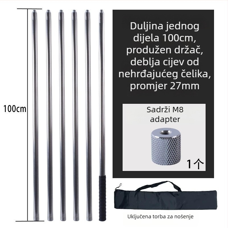 Metalan štap za veliku mrežu s twistom, za branje voća s visine; materijal: metal; težina 225–313 g ovisno o konfiguraciji; dijelovi se mogu slobodno kombinirati; nije skalabilno