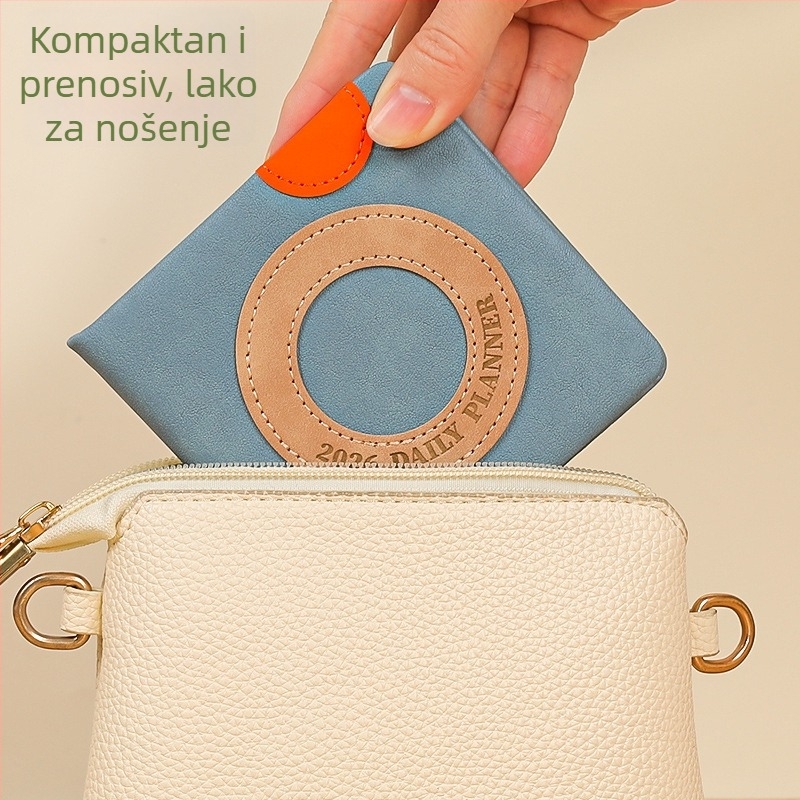 Planer 2026: 365-dnevni dnevnik, mini kalendar, prenosiv poslovni bilježnik, imitacijska koža, Dowling papir 75 g