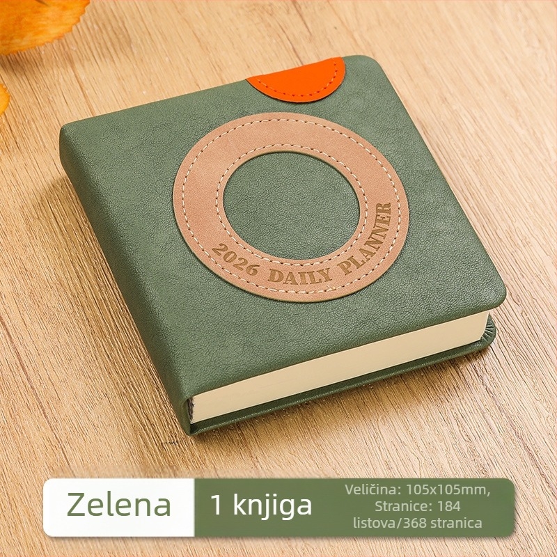 Planer 2026: 365-dnevni dnevnik, mini kalendar, prenosiv poslovni bilježnik, imitacijska koža, Dowling papir 75 g