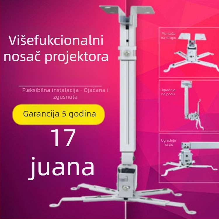 Držač projektora za zid i plafon, kratak, fiksni dizajn, materijal: hladno valjani čelik