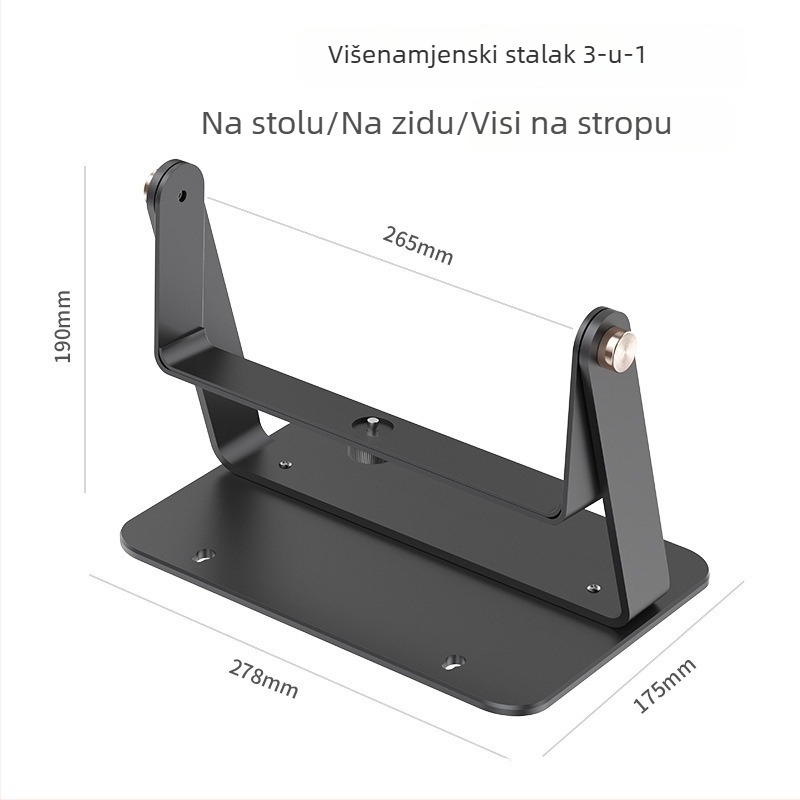 Nosač projektora s dvostrukim gimballom, metalni, trostruka montaža: stolni, zidni i stropni