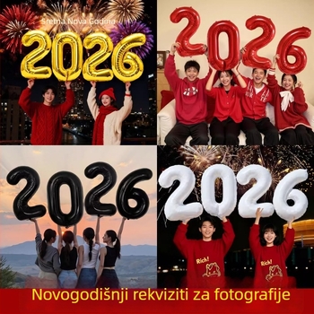 Fotografske rekvizite – balon sa brojevima od aluminijske folije, svečani stil, Nova godina, dekoracije prostora