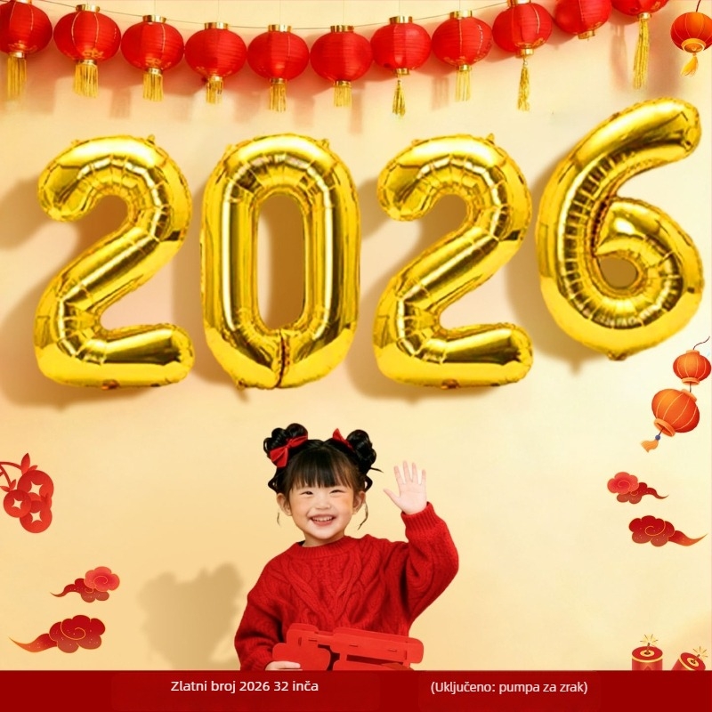 Fotografske rekvizite – balon sa brojevima od aluminijske folije, svečani stil, Nova godina, dekoracije prostora