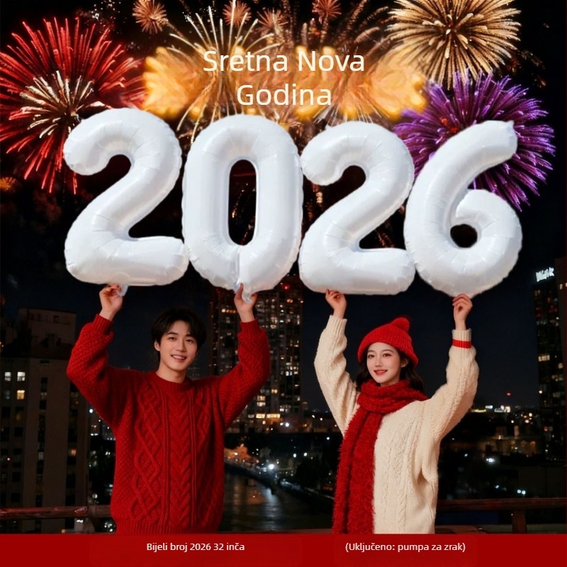 Fotografske rekvizite – balon sa brojevima od aluminijske folije, svečani stil, Nova godina, dekoracije prostora