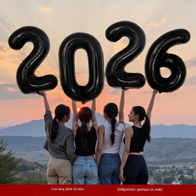 Fotografske rekvizite – balon sa brojevima od aluminijske folije, svečani stil, Nova godina, dekoracije prostora