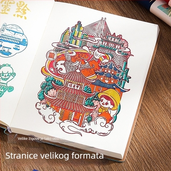 Bilježnica u Guofeng stilu: zbirka putnih pečata, kožni izgled korice, veza s listovima, Dowling papir, 80 g/m², 100–200 stranica