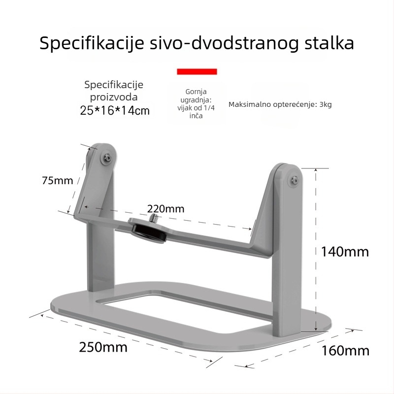Držač projektora za stolnu ploču s dvostrukim gimbalom, bez bušenja, za noćno postavljanje i plafon, podesiv kut, 1080p