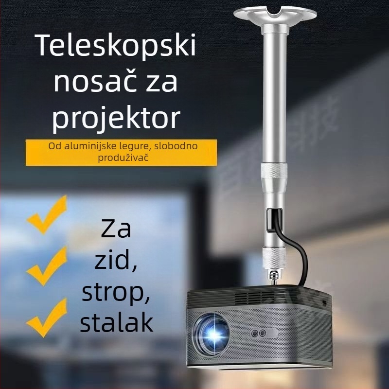 Držač projektora za plafon ili zid s teleskopskim ramom, mikro vješavanje s jednim otvorom – za kućni ured
