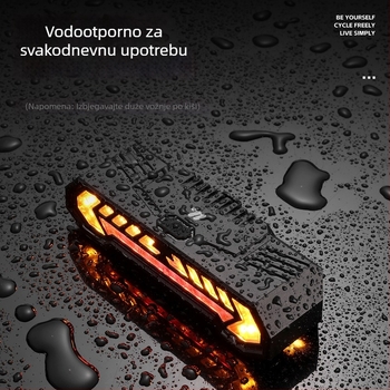 Biciklističko bežično stražnje svjetlo sa pokazivačem skretanja, USB-C punjenje, projekcija i zvučni alarm, 1200mAh