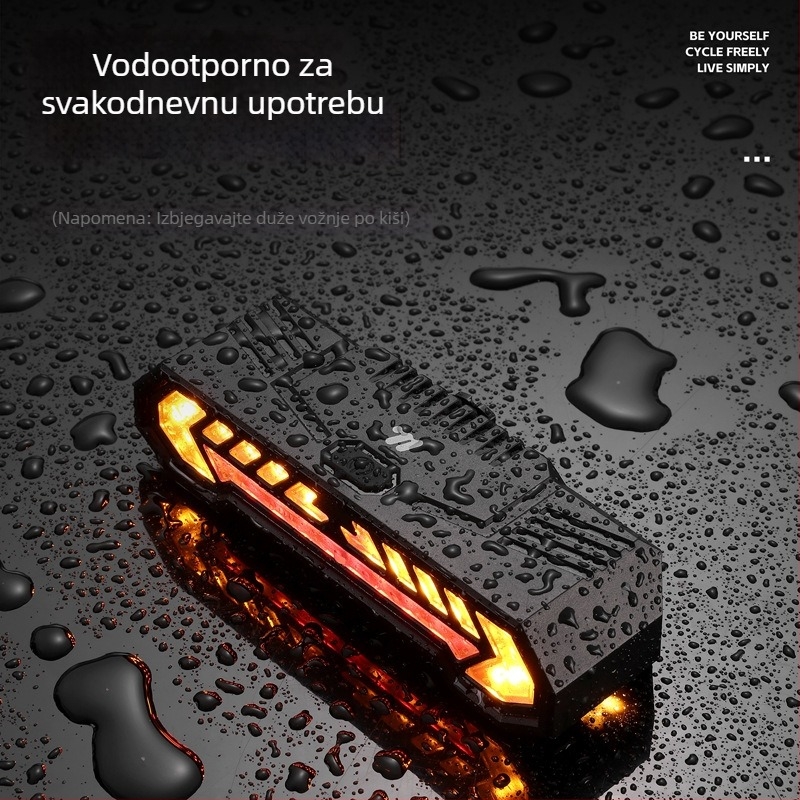 Biciklističko bežično stražnje svjetlo sa pokazivačem skretanja, USB-C punjenje, projekcija i zvučni alarm, 1200mAh