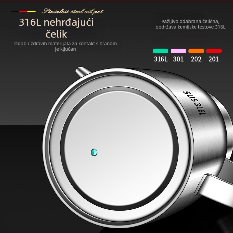 Lonac za ulje od nehrđajućeg čelika, moderan minimalistički dizajn, kuhinja