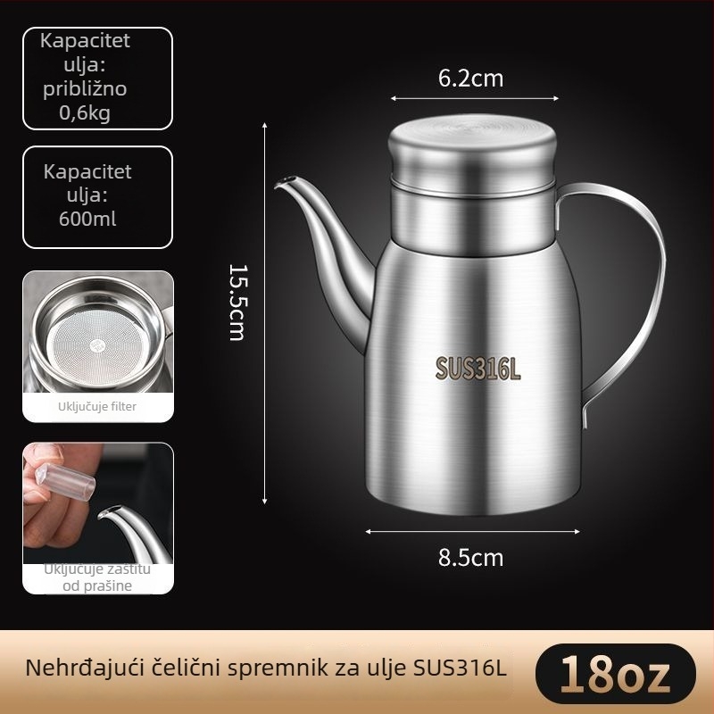 Lonac za ulje od nehrđajućeg čelika, moderan minimalistički dizajn, kuhinja