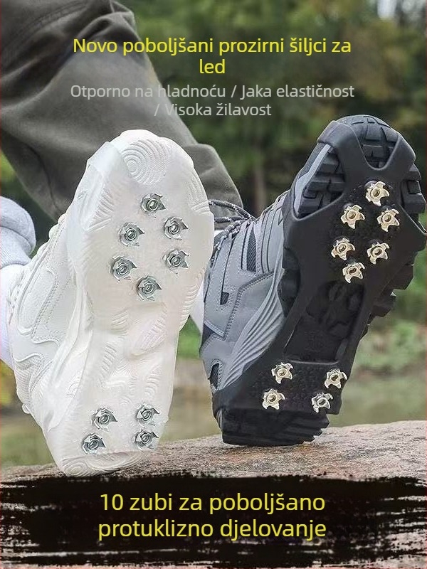 Protuklizne navlake za cipele s 10 zubi, PE materijal, marka Yh, 100 komada u kutiji
