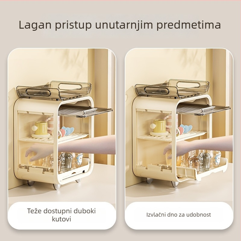 Stolni regal za boce s poklopcem, odvodom i zaštitom od prašine