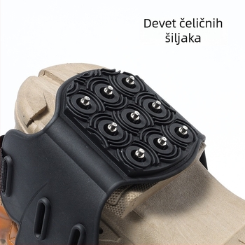 Protuklizni klinovi za cipele, 9-zubi čelični klinovi, TPE materijal, težina 180 g
