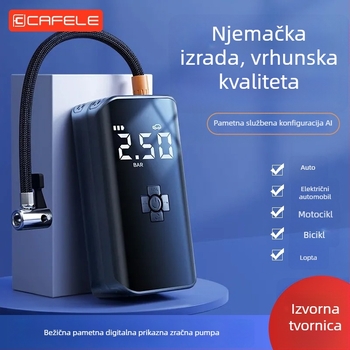 Carvelo bežična pumpa za napuhavanje guma automobila, bicikala i motocikala - dvostruki cilindar, 120 W, 24 V, 40 L/min, digitalni LCD zaslon