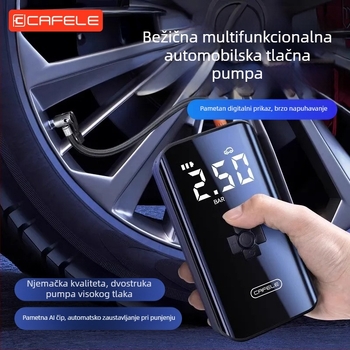 Carvelo bežična pumpa za napuhavanje guma automobila, bicikala i motocikala - dvostruki cilindar, 120 W, 24 V, 40 L/min, digitalni LCD zaslon