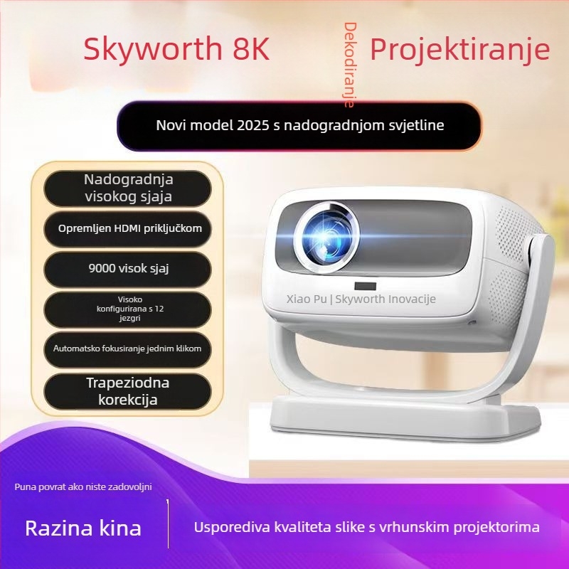 Skyworth kućni projektor s 1080p rezolucijom, 220 lm svjetline, 65W snage (Rezolucija: 1080p, Svjetlina: 220 lm, Snaga: 65W)